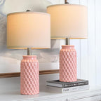 USumkky 20.5" Pink Table Lamps Set of 2,Modern Farmhouse Bedside Lamps - Ceramic Nightstand Lamps for Bedroom,Boho Living Room End Tables,Small Office Desk Lamp