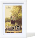 KTKDE 11x17 Picture Frame Real Glass,Poster frame Display Pictures 9x15 with Mat or 11x17 Without Mat, Modern Style Wood Composite Frame,Gallery Wall Frame Wooden White ，best gift