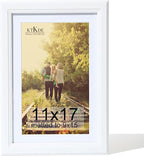 KTKDE 11x17 Picture Frame Real Glass,Poster frame Display Pictures 9x15 with Mat or 11x17 Without Mat, Modern Style Wood Composite Frame,Gallery Wall Frame Wooden White ，best gift
