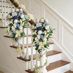 Idyllic 25 Inch Spring Blue Rose Door Hanging Artificial Floral Swag for Front Door Window Porch Stair Railing Spring Holiday Indoor Outdoor Home Decor