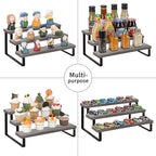 YINMIT Wooden Display Riser Stand, Tiered Perfume and Cologne Organizer Stand, 3 Tier Spice Rack Organizer, Rustic Display Shelf for Candles (3 Tier,Grey)