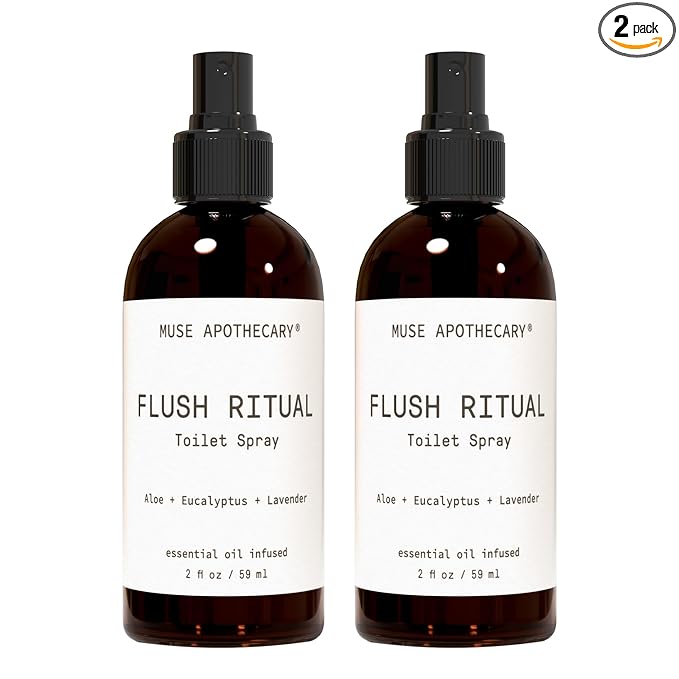 Muse Apothecary Flush Ritual - Aromatic & Refreshing Toilet Spray, Use Before You Go, 2 oz, Infused with Natural Essential Oils - Aloe + Eucalyptus + Lavender, 2 Pack