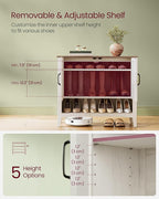 VASAGLE LIRY Collection - Shoe Cabinet, 3-Tier Storage Organizer, Shoe Shelf, Farmhouse Freestanding Cabinet, Height-Adjustable Shelf, 13.8 x 31.5 x 27.6 Inches, Rustic White ULBC038W01