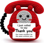 Funny Thank You Gift for Women Men Coworkers, Team, Boss, Employee – Handmade Crochet Phone Doll with “I Just Called to Say Thank You” Perfect for Farewell, Retirement, Employee Appreciation
