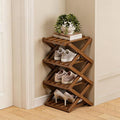 The 9-Tier No-Assembly Bamboo Rack, Foldable Space-Saving Organizer for Shoes, No Assembly Narrow Shoe Shelf for Entryway Closet Dorm (Brown, 4)
