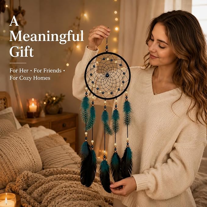 Dream Catchers Handmade Feather Native Home Wall Decoration Blue