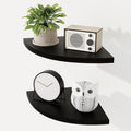 Fun Memories Corner Shelf Wall Mount Set of 2 - Solid Oak Wood Floating Corner Shelf with Cable Hole, 8.5in Rustic Design for Bedroom, Living Room, Kitchen (Black)
