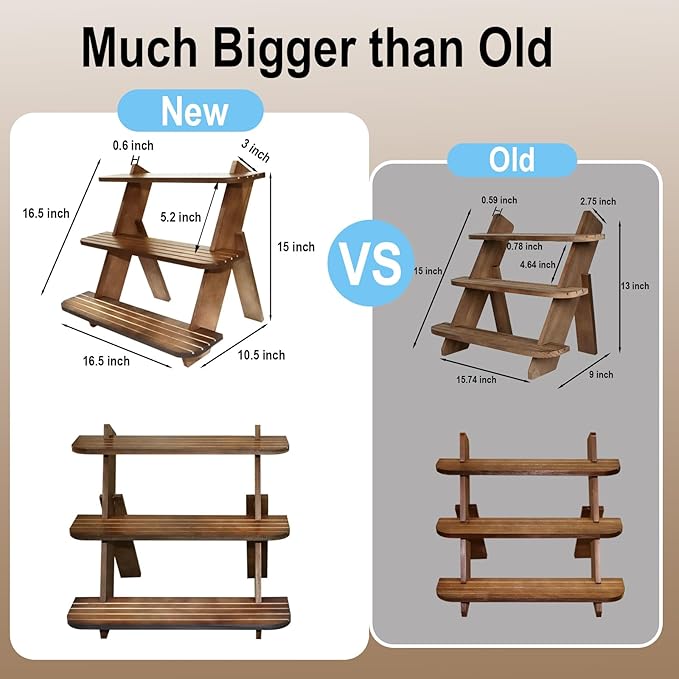 Wooden Display Stand, Tiered Cupcake Stand, 3 Tier Display Stand Riser, Rustic Risers Dessert Table Display Shelf Spice Rack Organizer Holder, Cologne Stand Perfume Organizer Stand