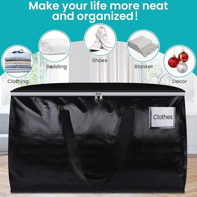 Extra Large Moving Boxes-Moving Bags with Zipper, Carrying Handles and Tag Pocket-Moving Supplies for Space Saving-Totes for Storage - for moving, Storage, Camping and Travel 125L-8 Pack