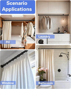 No Drilling Closet Rods for Hanging Clothes, Non Slip Tension Rod with Heavy Duty Clothes Hanging Rod, 17-39 Inches Adjustable Spring Closet Rod for Closet Wardrobe Bathroom Laundry RV, Black