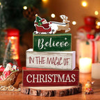 Lineshading 4 Pcs Summer Christmas Table Decoration Wooden Santa Claus Decor Christmas Tiered Tray Decor Decorative Santa Claus Elk Block Sign Gift Farmhouse Xmas Centerpiece for Home Kitchen Shelf