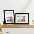 Vittanly 6x8 Picture Frames Set of 9, Shatter Resistant Plexiglass, Display 4x6 Pictures with Mat or 6x8 without Mat, Photo Frames for Wall or Tabletop, Engineered Wood, Black