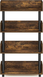 Furinno Turn-N-Tube 4-Tier Toolless Display Rack, Amber Pine/Black