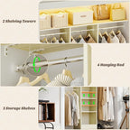 48" Closet Organizer System, 4FT Closet System for Small Closets with 4 Hanging Rods & 3 Shelves, 80"H Small Closet Organizers and Storage for Bedrooms, Cloakrooms, White Oak