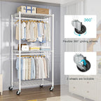 FUTASSI P1 Medium Heavy-Duty Portable Closet, 30" W x 14" D x 76" H, Metal Rolling Clothing Rack, White