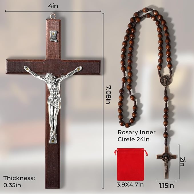 XIPENGKEJI Wooden Cross for Wall,Can be Used for Christian Wall Art,Jesus Cross Decorp-Perfect Decoration,Catholic Crucifix Home Decoration for Spiritual alvation,Christian Gifts-7.08Inch X 4Inch(Brown)