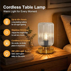 Touch Table Lamp for Nightstand - Small Bedside Lamps for Night Stands Bedroom Living Room, Dimmable Rechargeable Desk Lamp Battery Operated with Clear Glass Shade, Bulb Included