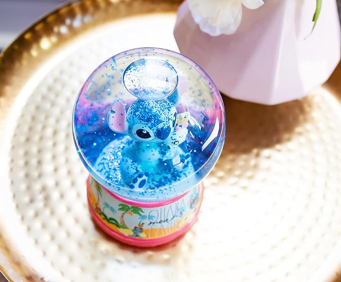 Disney Lilo & Stitch Ohana Light-Up Snow Globe with Swirling Glitter Display Decoration | Home Decor for Kids Room Essentials | Precious Keepsake, Cute Novelty Gifts and Collectibles | 6 Inches Tall
