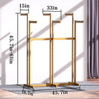 Clothing Racks - Metal Garment Racks for Retail Display Hanging Clothes, Heavy Duty Gold Commercial Clothing Display Rack with Wheels, FreeStanding Sturdy Clothes Organization (6 Arm,Gold)