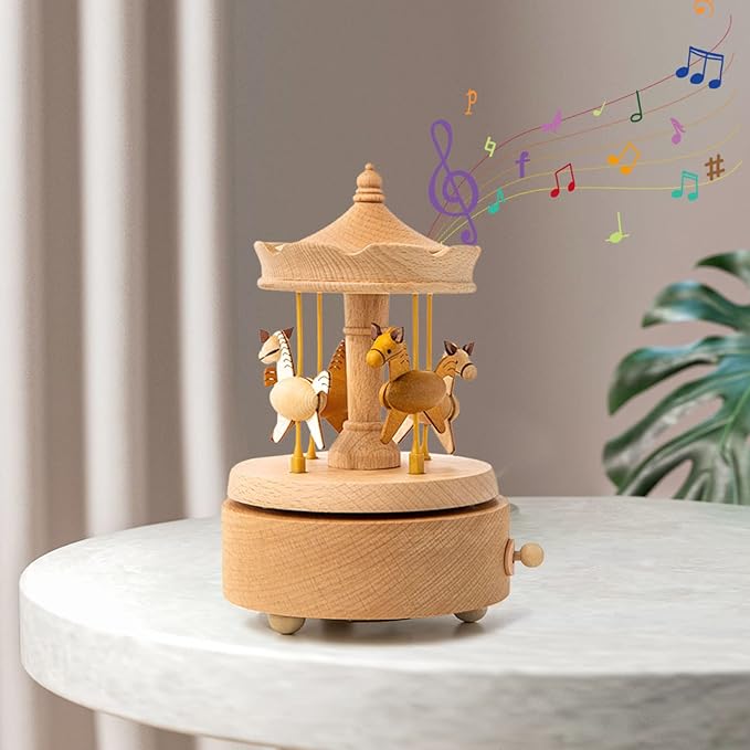ROSIKING Classical Music Box Revolve Musical Boxes Christmas Birthday Valentine's Day Gifts for Lover, Boyfriend, Girlfriend, Husband, Wife Plays Hush Little Baby