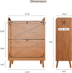 Shoe Storage Cabinet with 2 Flip Drawers, Entryway Shoe Cabinet with 2 Metal Hooks & Adjustable Shelves Freestanding Shoe Organizer Narrow Shoe Rack for Entrance Hallway Foyer Front Door,Walnut