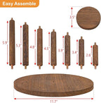 Ikee Design 7-Tier Wooden Display Riser for Jewelry, Accessories, and Collectibles items Wooden Jewelry and Figurine Display Risers, Multilevel Stand for Action Figures and Home Decor, Brown Color