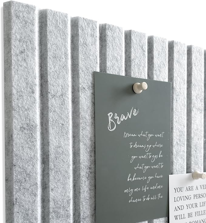 Large Cork Board for Office, 8 Pack Felt Wall Tiles with Slat Wall Paneling and Safe Removable Adhesive Tabs, Felt Bulletin Board Pin Board Cork Boards for Walls - Gray Marble