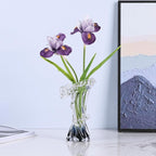 Blue White Clear Wave Vases Gradient, Murano Hand Blown Glass Vase Unique Art Decorative, for Ocean Themed Coastal Home Centerpiece Modern Office Entrance Table Creativity