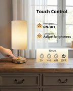 EZVALO Cordless Table Lamp, Ambient Light, Dimmable, Touch, Timer, 2700K, Bedroom, Portable, LED, Wireless, Rechargeable, Battery Operated, Desk Lamp, Fabric Shade, Wood-Grain Finish, Living Room