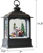 Wondise Christmas Musical Snow Globe Lantern with 6 Hour Timer, 11.2 Inch USB Plug-in & Battery Operated Spinning Water Glitters Lighted Singing Snow Globe Lantern Christmas (Carolers)
