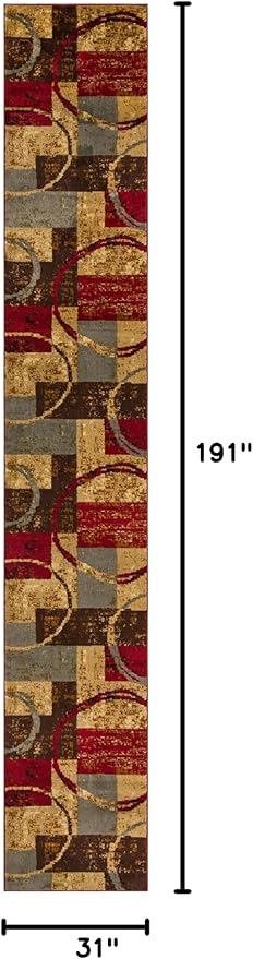 Unique Loom Barista Collection Area Rug - Kouillou (2' 7" x 15' 11" Runner, Multi/Brown)