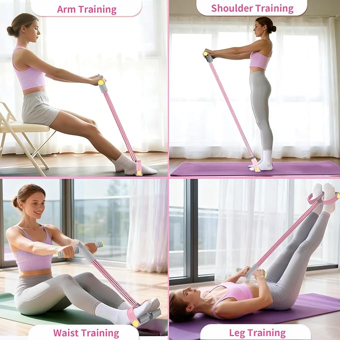 Pedal Resistance Bands with Handles, Durable 6-Tubes Multifunction Pedal Resistance Band, Natural Rubber Foot Pedal Resistance Bands, Fitness Resistance Bands for Abdomen, Waist, Arm, Leg