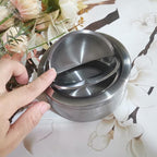 Outdoor Ashtray with Lid, Flip Top Stainless Steel Ash Tray, Metal Windproof Cigarette Ashtrays for Indoor or Outdoor Use, Desktop Ashtray Office Patio Home Decor