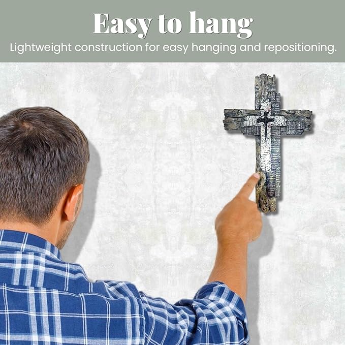 Taprion Modern Rustic Wall Cross Christian Cross Wall Decor - Brown Wood Tones Wall Art for Home Decor