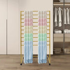 Scarf Organizer, 10-Tier Metal Scarf Display Stand with Wheels, Freestanding Scarf Display Rack, Retail Store Towel Rack, Ties Belt Pants Hanging Rack, for Boutique Display, Home (Gold-10 Rods)