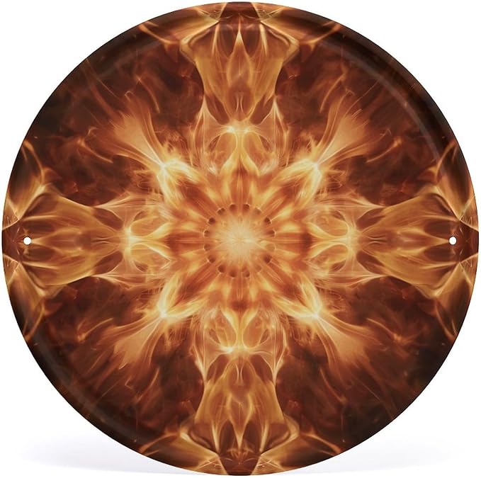 Wall Picture, with Beautiful Flame Pattern Printed Circular Iron Hanging Picture,Wall Art Decor,Home for Bedroom Living Room Bathroom Decor,Iron Painting 11.8X11.8 in
