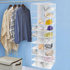 coastal rose Hanging Shoe Closet Organizer, 30 Sections Hanging Closet Organizers and Storage Shelves with 6 Mesh Pockets, Space Saving Shoe Rack Holder Hanger, White