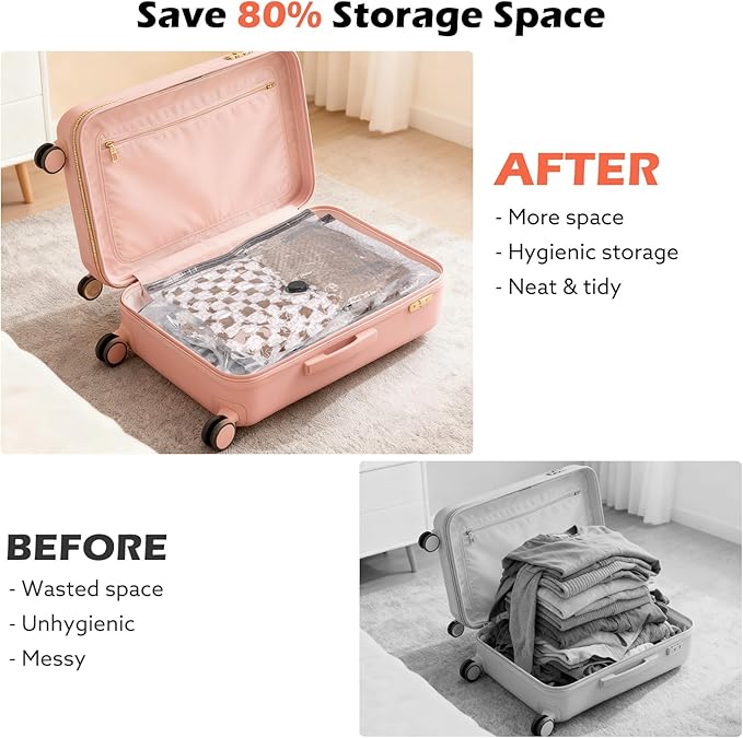 Travel Vacuum Bags with Wireless Charging Air Pump, 9 Pack Vacuum Seal Bags with 3 Sizes for Clothing Travel, Space Saver for Luggage, Business Trip, Home Storage