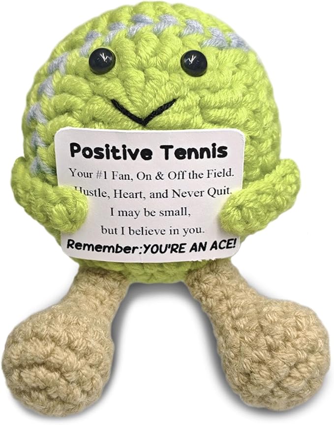 Handmade Tennis Decor - Inspirational & Funny Crochet for Tennis Lovers,Emotional Support Gift for Players,Coaches,Best Friends & Team Mates,Home Decor with Champion Mindset Quotes