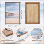 KAlRNE Coastal Beach Wall Art Set of 3(16’’X24’’),Framed Pastel Ocean Canvas Prints with Surfboards,Surf Prints,Neutral Retro Beachy Framed Art Decor for Living Room Bedroom Office