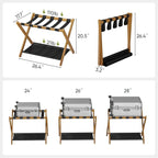 2 Pack Luggage Rack, Folding Luggage Rack for Guest Room, Walnut Bamboo Suitcase Stand Holds up to 131 lb, Luggage Stand with Storage Shelf for Hotel, Bedroom