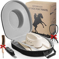 Hat Can for Cowboy Travel Extra Large, Waterproof Hard Case Box Storage for Fedora Panama Tweed Cap Holder Organizer Carrier with Adjustable Carry Strap, Men's Western Gifts, Large Grey Interior