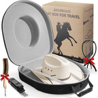 Hat Can for Cowboy Travel Extra Large, Waterproof Hard Case Box Storage for Fedora Panama Tweed Cap Holder Organizer Carrier with Adjustable Carry Strap, Men's Western Gifts, Large Grey Interior