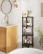 IBUYKE 4 Tier Corner Shelf Stand,Industrial Corner Display Rack,Corner Bookshelf for Living Room, Bedroom, Kitchen, Home Office, Black WBC014B