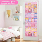 MISSLO Kids Over the Door Shoe Organizer Pink Hanging Shoe Rack Baby Toddler Hanging Shoe Organizer Cute Shoe Holder Girl Room Decor 28 Pockets