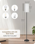 Floor Lamp, Pole Lamp with Foot Switch, Modern Standing Lamp Shade, Minimalist Freestanding Lamp (Bulb Not Included), for Living Room, Bedroom Office ETL Listed, Black and White CW07LD05
