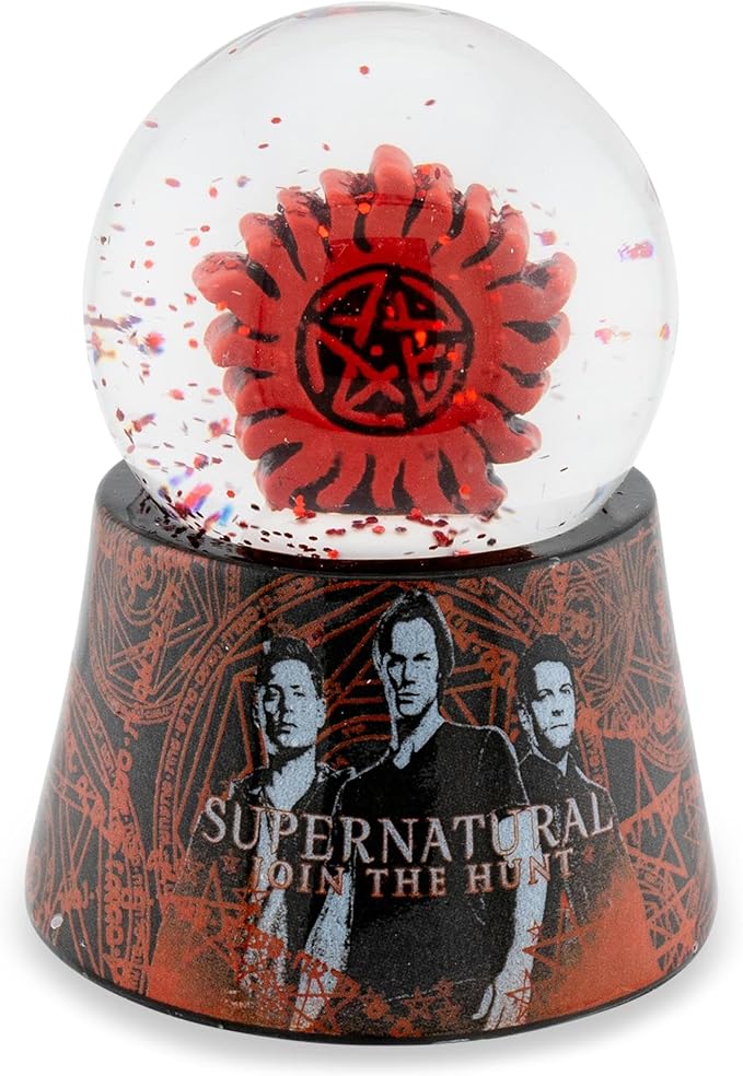 Supernatural Join The Hunt Anti-Possession Symbol Light-Up Mini Adult Snow Globe with Glitter Display | 2.75 Inches Tall