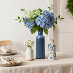Ceramic Vases Set of 3, Blue and White Flower Decorative Vase for Farmhouse Shelves, Rustic Vase for Table Bookshelf, Living Room
