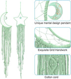 PATIKIL Moon Star Dream Catcher Decor, 39" Boho Dream Catcher Macrame Woven Wall Hanging for Home Decor Bedroom Accessories Cafes Wedding Decoration, Green