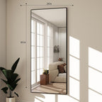 BEAUTYPEAK Full Length Mirror with Stand, 65"x24" Floor Mirror with Aluminum Alloy Thin Frame, ShatterVue Tempered Full Body Mirrors, Free Standing or Wall-Mounted Mirrors for Living Room, Black